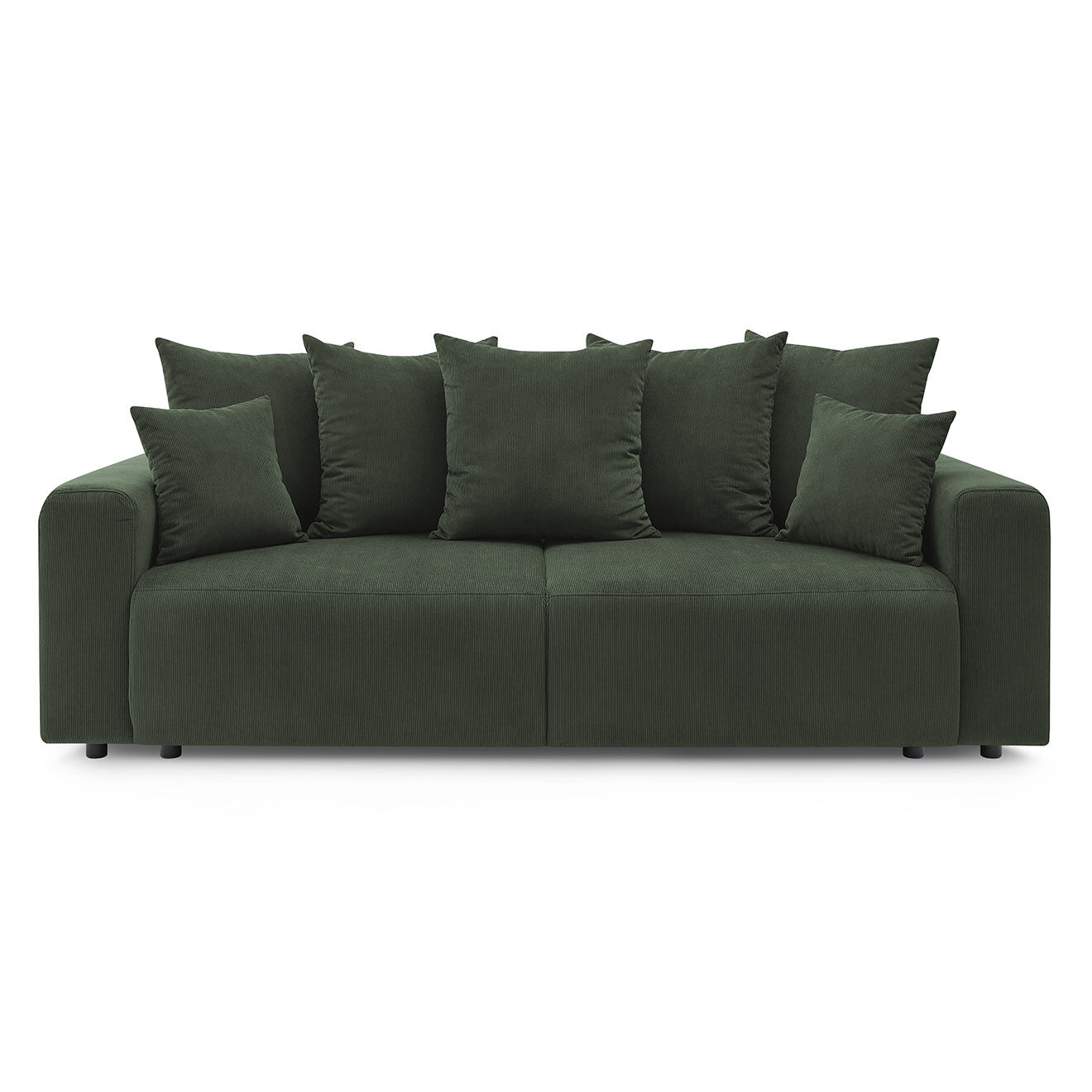 Bobochic Canapé droit fixe 3 places envy velours côtelé vert - 240x100x95 cm