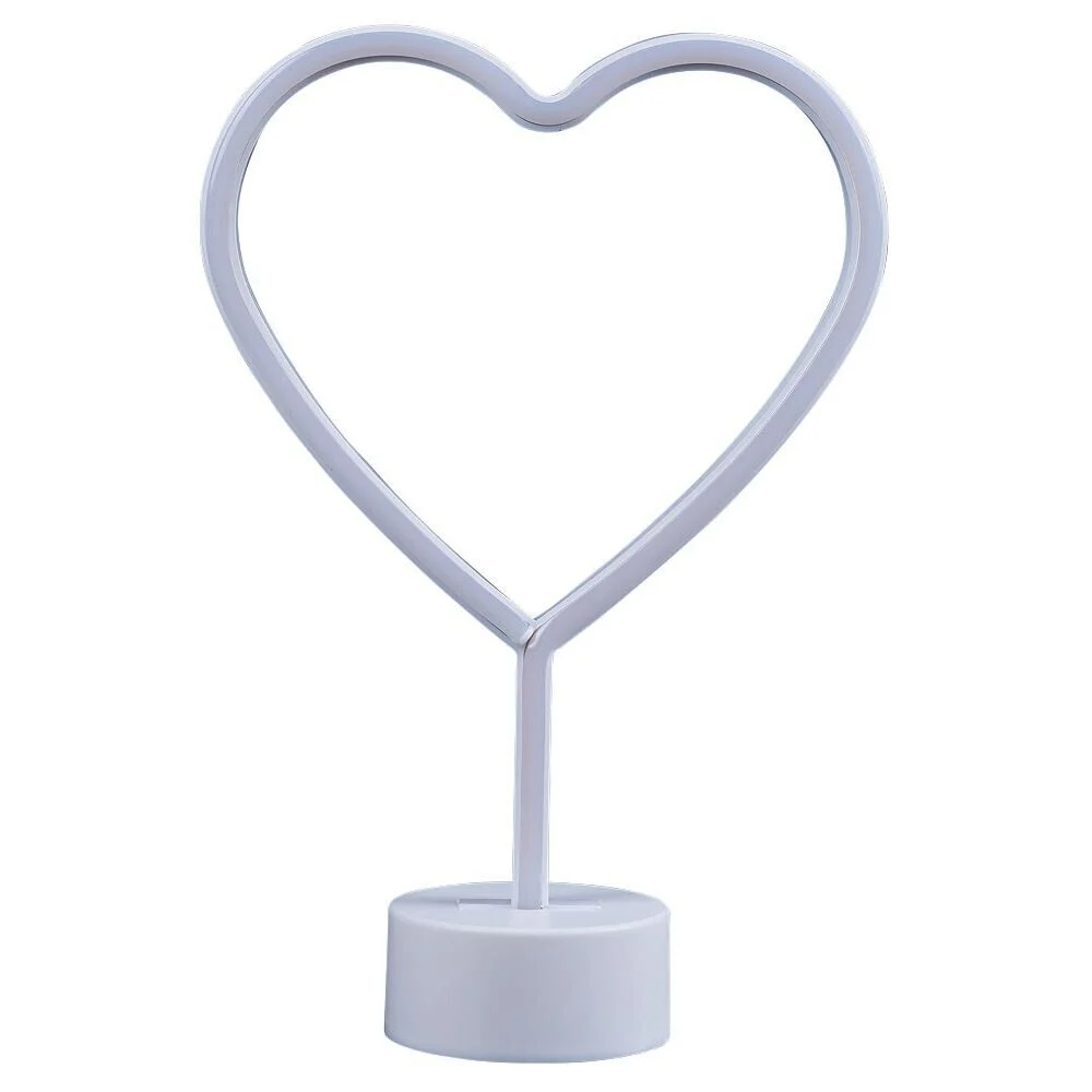 Lampe néon sur base forme coeur PVC 29,5x20cm rouge