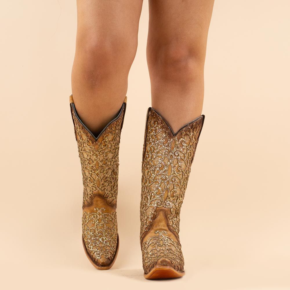Corral boots C4051 Saddle Glitter Overlay