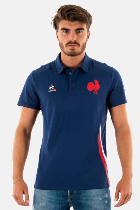 polos le coq sportif ffr presentation bleu intense
