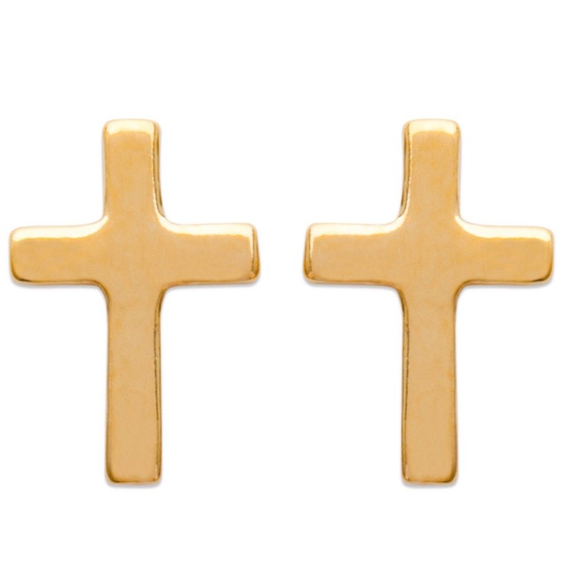 Boucles d'oreilles petite croix Plaqué OR 750 3 microns
