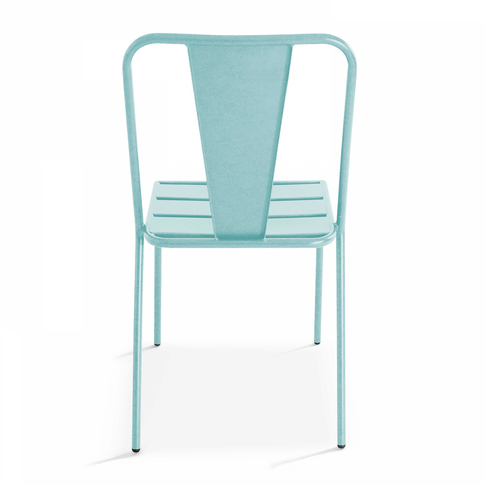 Chaise en métal turquoise