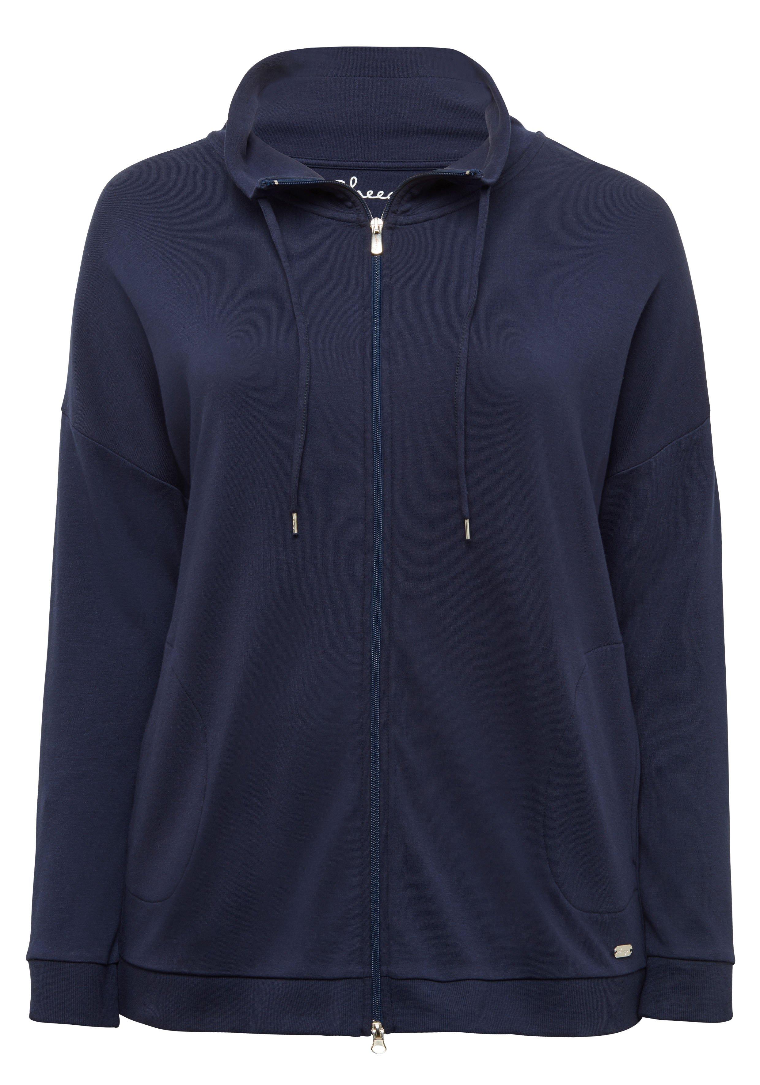 Sweatjacke mit Stehkragen und Bindeband
