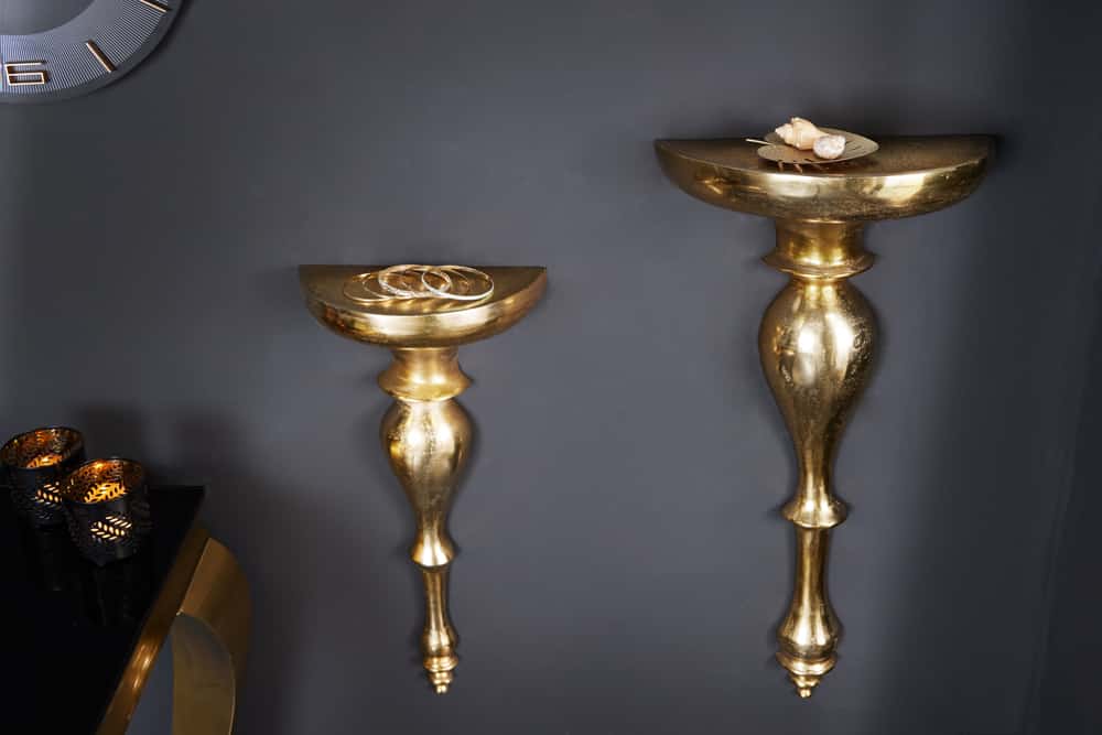 Barock Wandkonsole SCALA 80cm gold Metall Wandregal handmade Wanddekoration