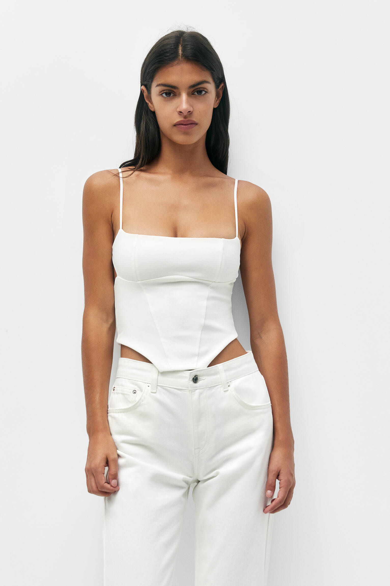 Top corset com costas abertas - branco