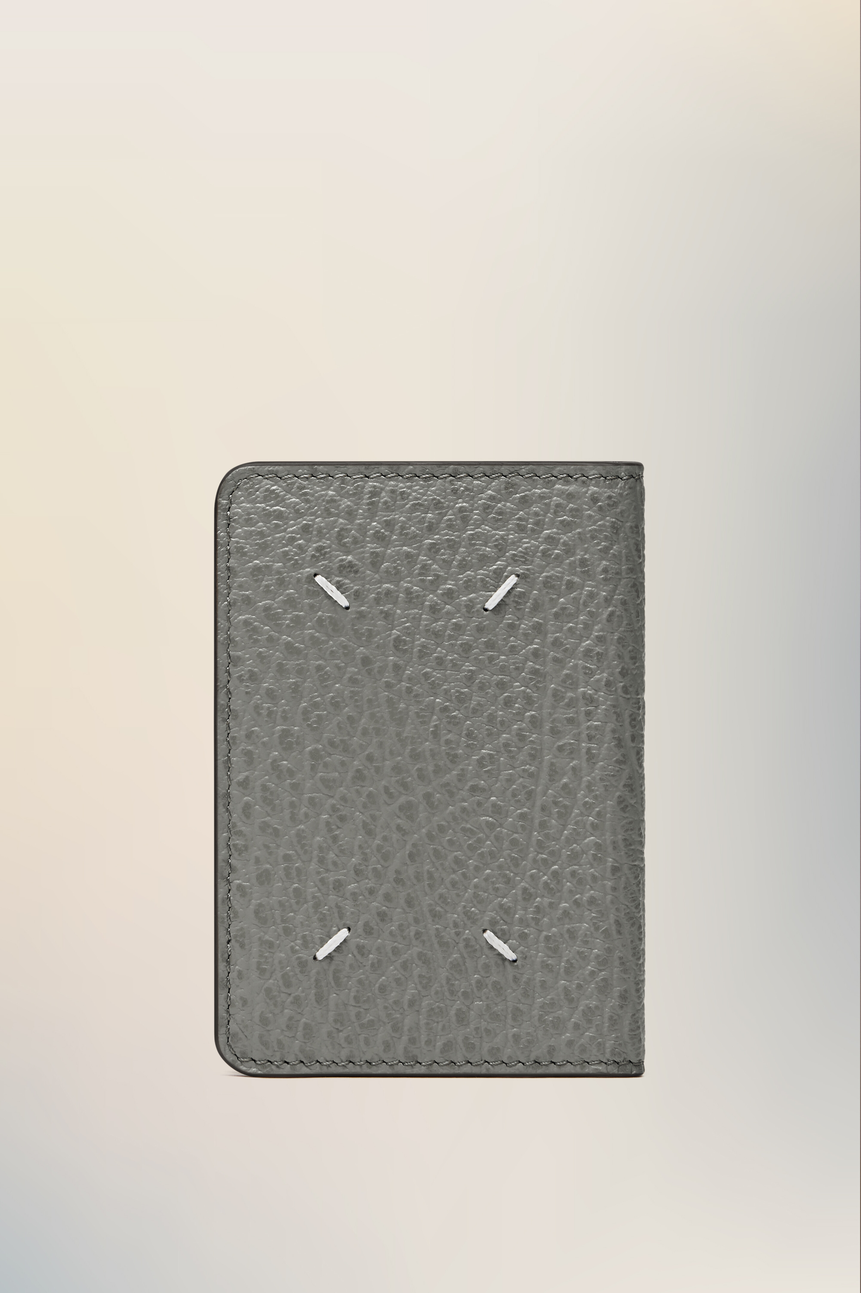 Porte-cartes Four stitches gris 100% cuir Gris caillou