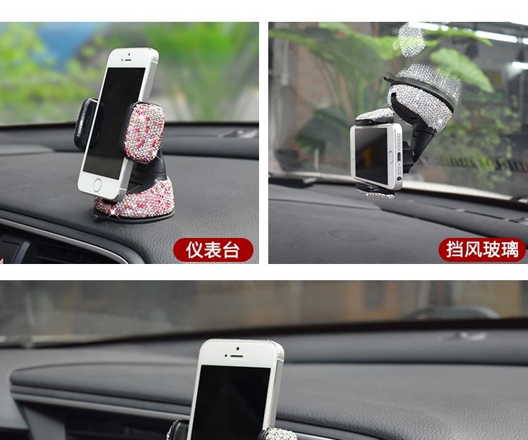 Worthbuy - Auto Dashboard telefoonhouder met strass steentjes (verschillende ontwerpen)