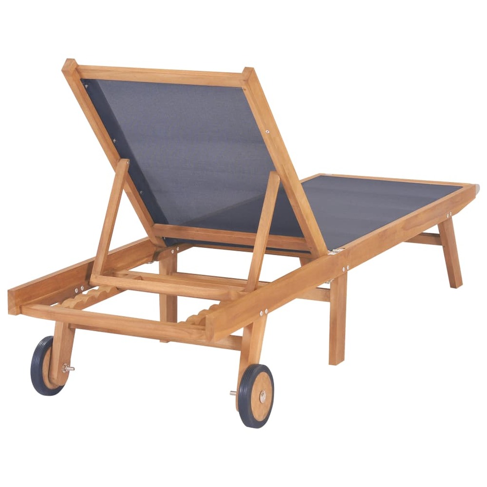 Chaises longues transat pliables avec roulettes 2 pièes teck et textilène