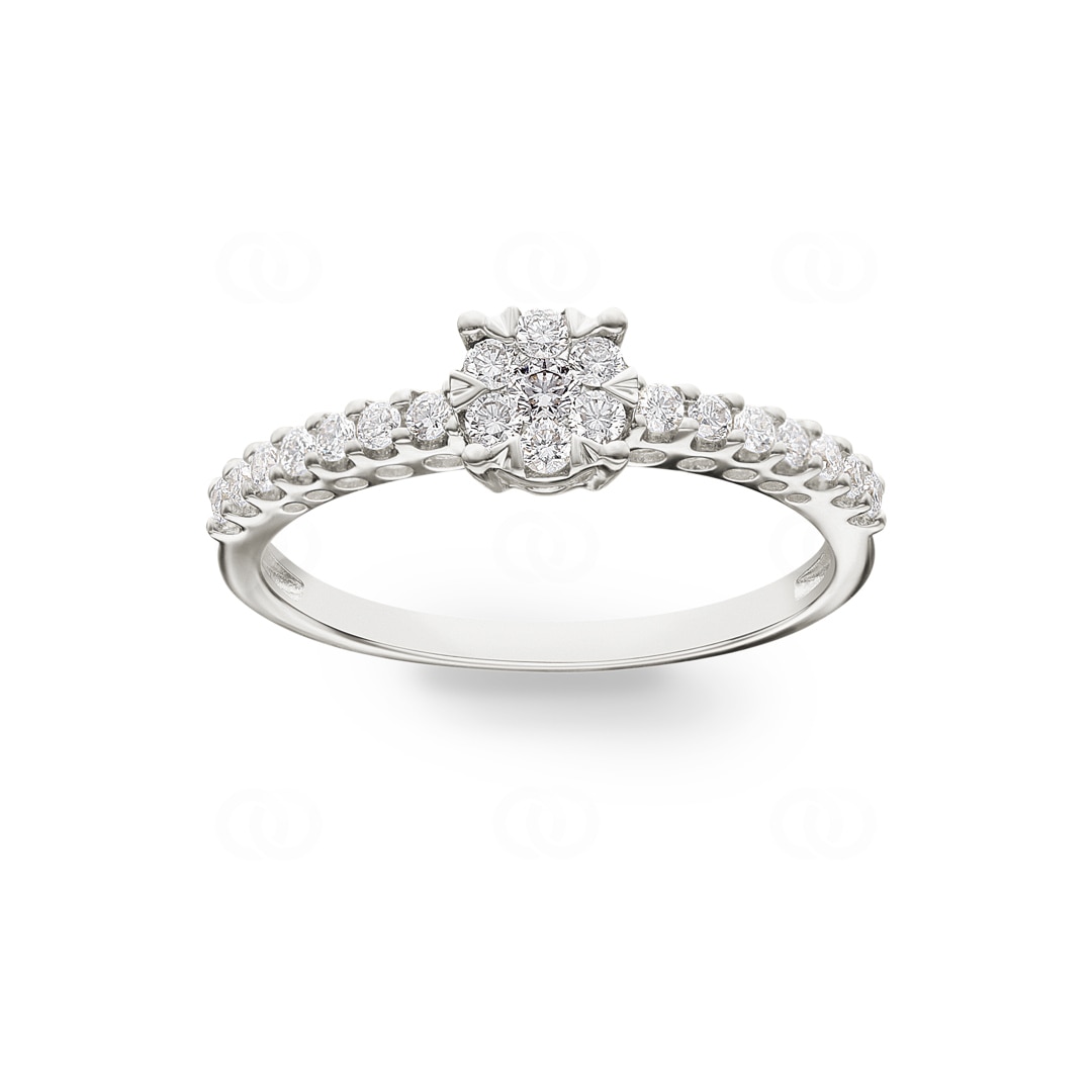 Verlobungsring 750/18 K Weissgold mit Diamanten 0.33 ct H/si