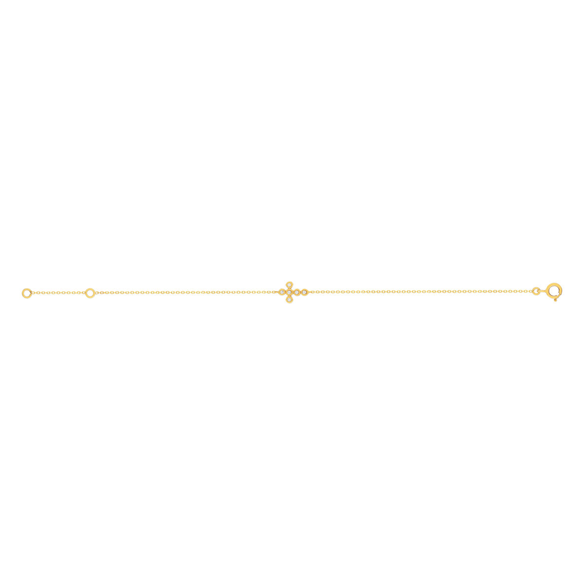 Bracelet or 375 jaune zirconias blancs 18,5 cm croix