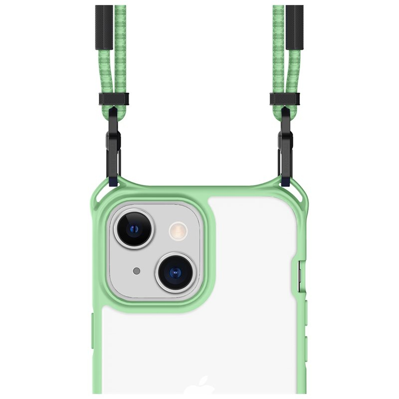 iPhone 13 Hybrid Sling Antimikrobielle Necklace Schutz Hardcase Hülle (AP2R-HBVOG-GRTR) - Grün / Transparent