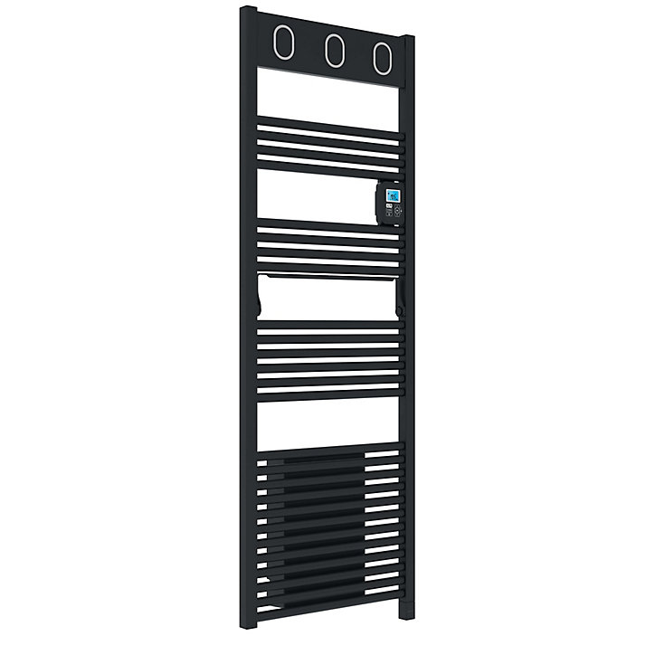 Sèche-serviettes électrique soufflant à inertie fluide Sauter Marapi anthracite 750 + soufflerie 1000W