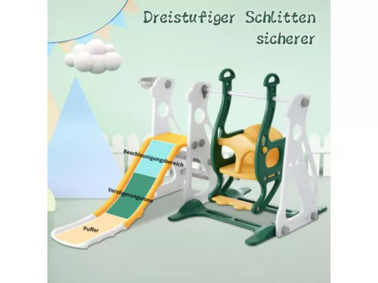 Toboggan avec balançoire pour enfants, 4 en 1