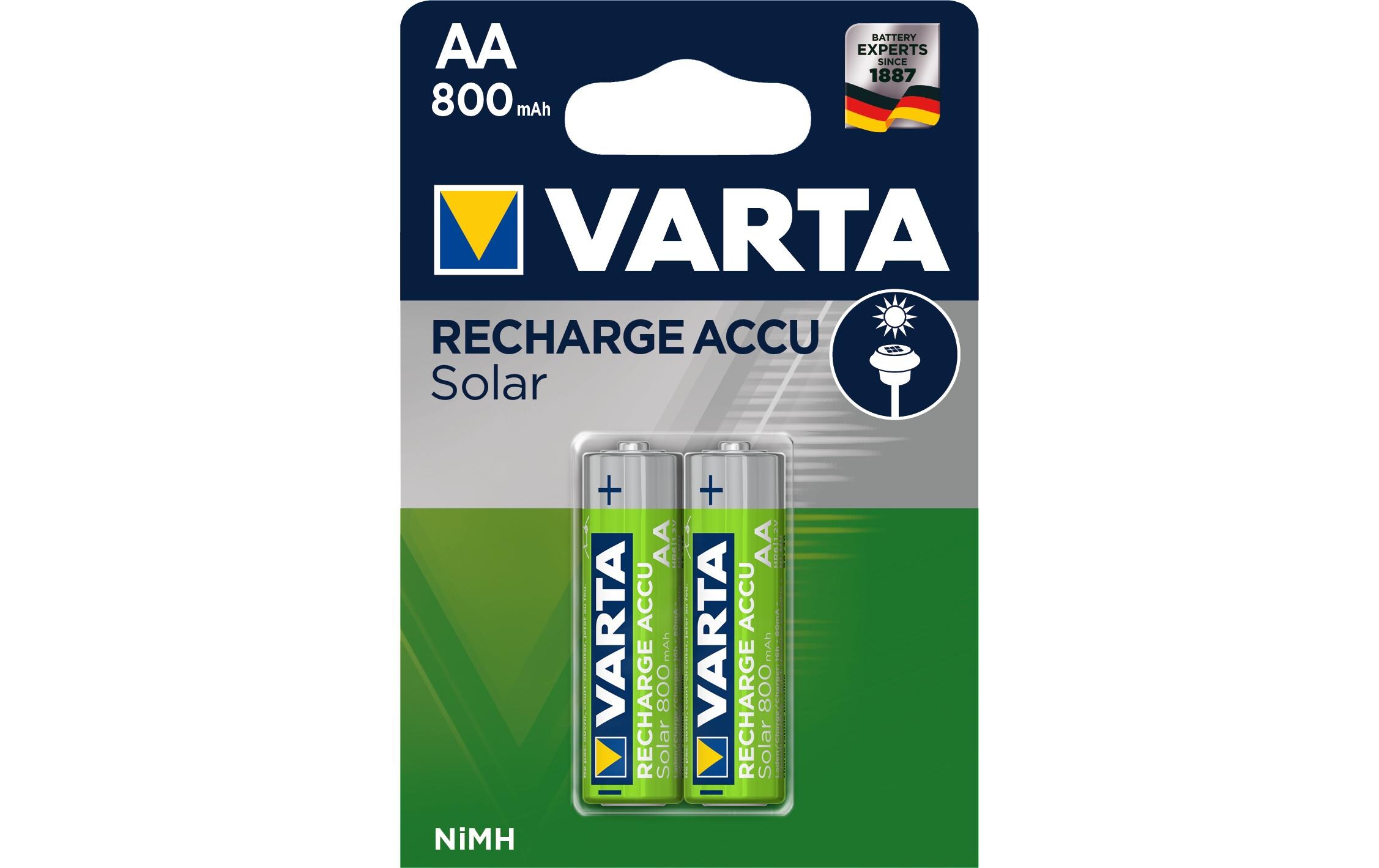 Akku Solar NiMH AA 800 mAh, 2 StückTyp Mignon (AA)