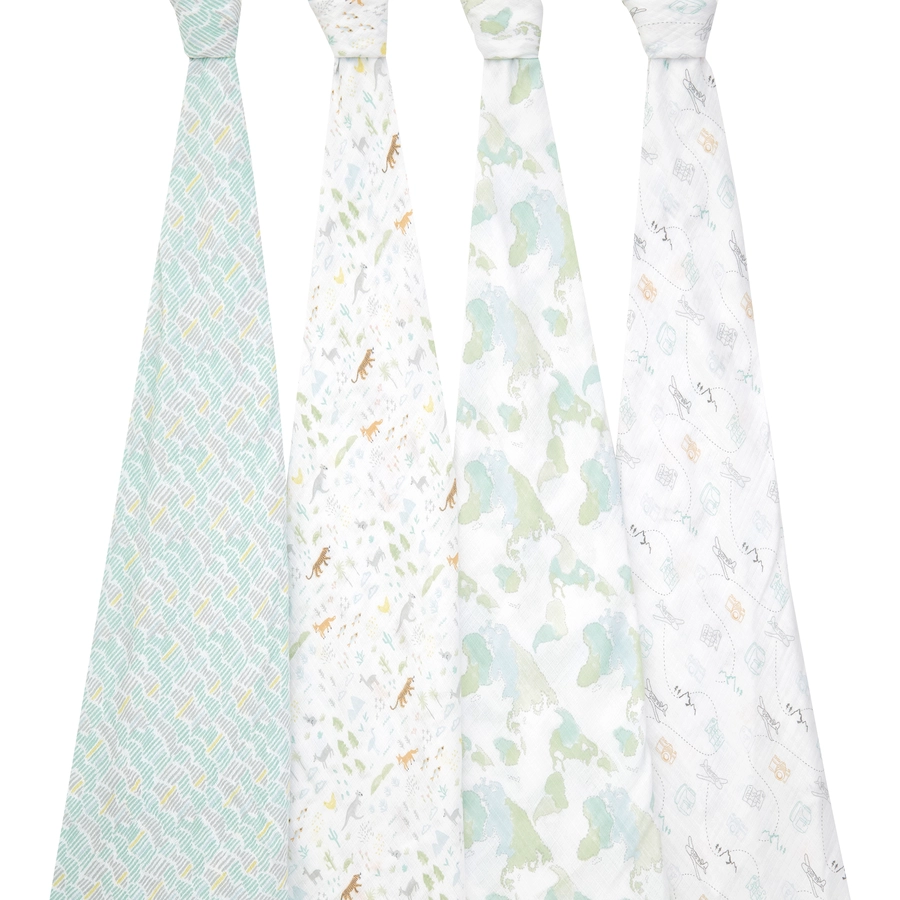 aden + anais™ essentials Baumwoll-Musselin-Pucktuch 4er Pack Voyager