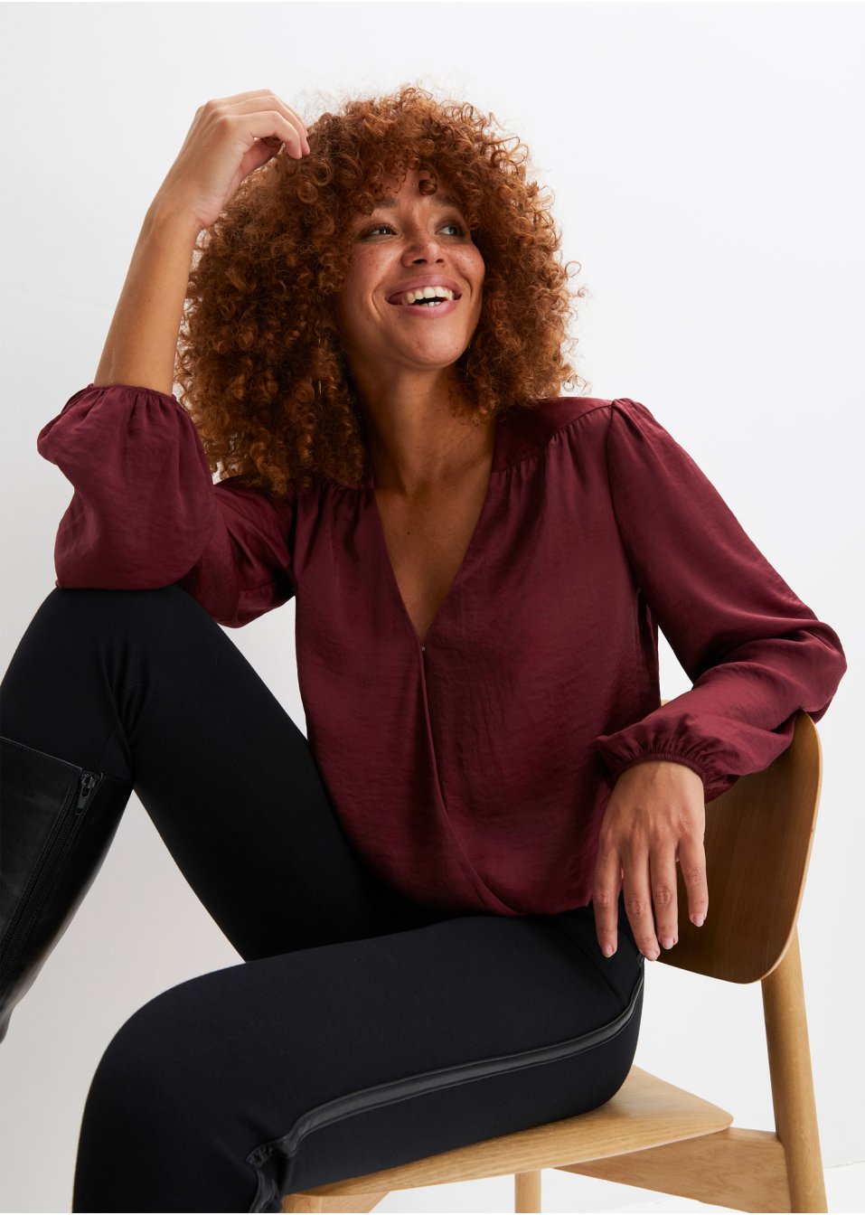 Blouse en satin style portefeuille