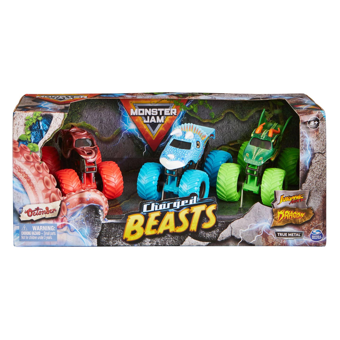 Monster Jam Charged Beasts Trucks, 3st., schaal 1:64