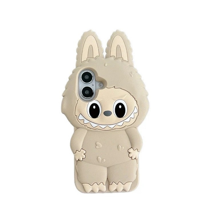 iPhone 15 Pro 3D Silikon Case Hülle Monsterhäschen - Beige