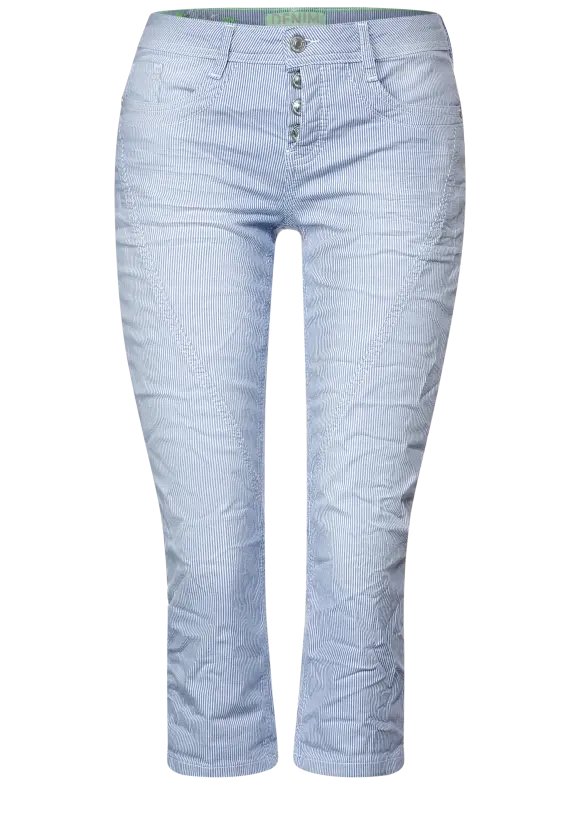Casual Fit 3/4 Jeans - light blue striped washed