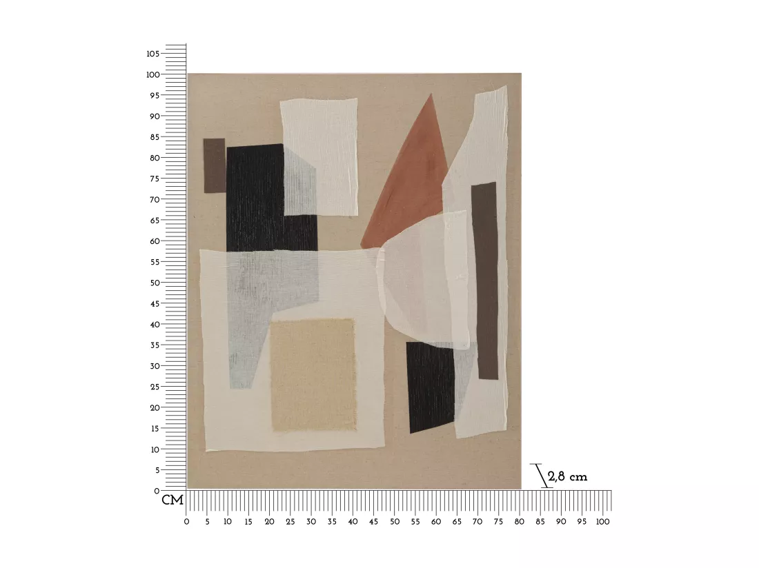 Tableau Toile sur Bois - Design Abstrait avec Applications - Modèle Redy -A- 80x2,8x100 cm - Décoration Murale Moderne