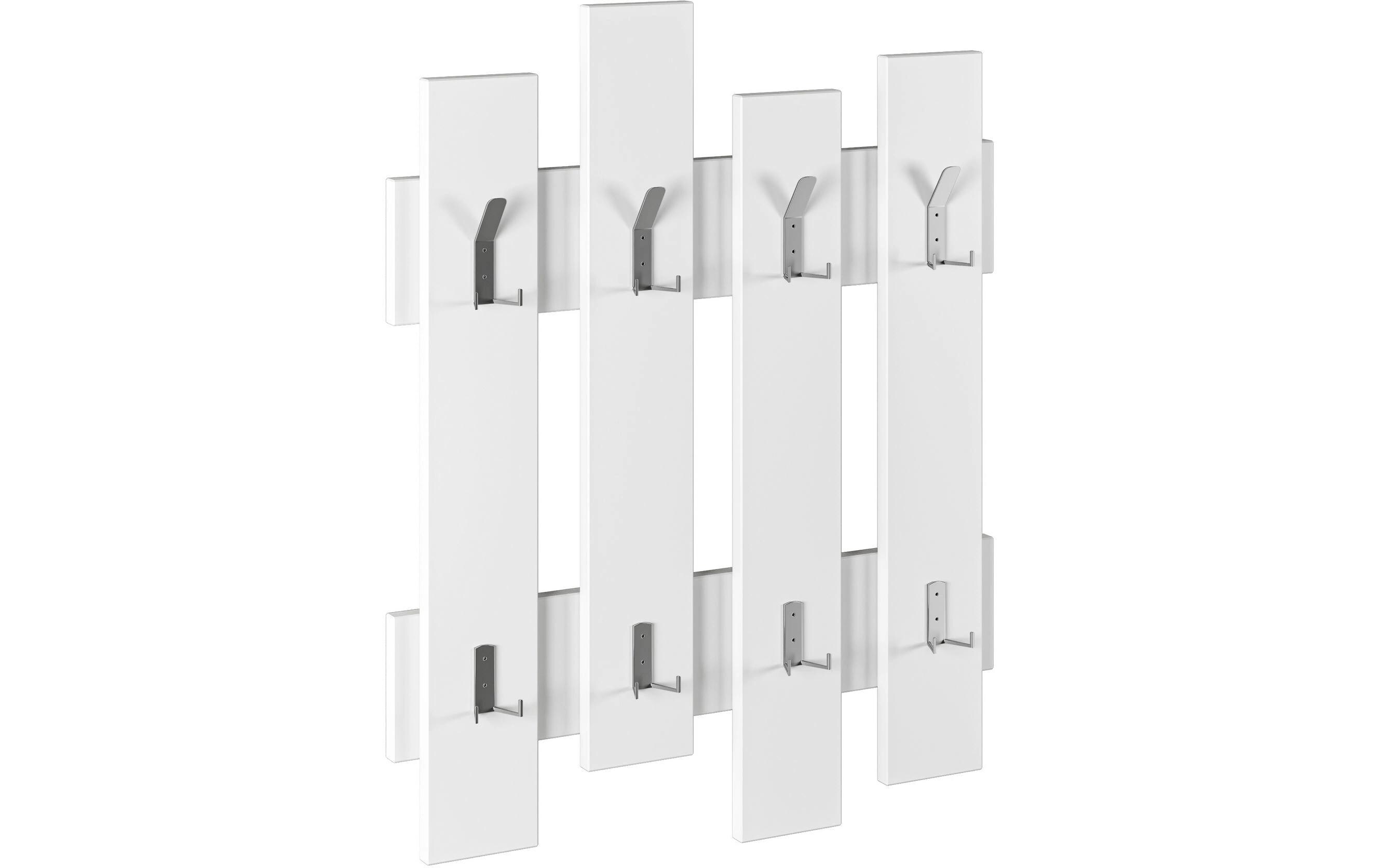 Wandgarderobe Wave 64 x 79 x 4 cm, WeissKleiderhaken