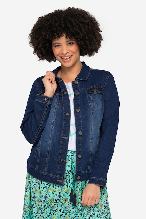 Jeansjacke Frieda, Wascheffekte, Hemdkragen, Langarm