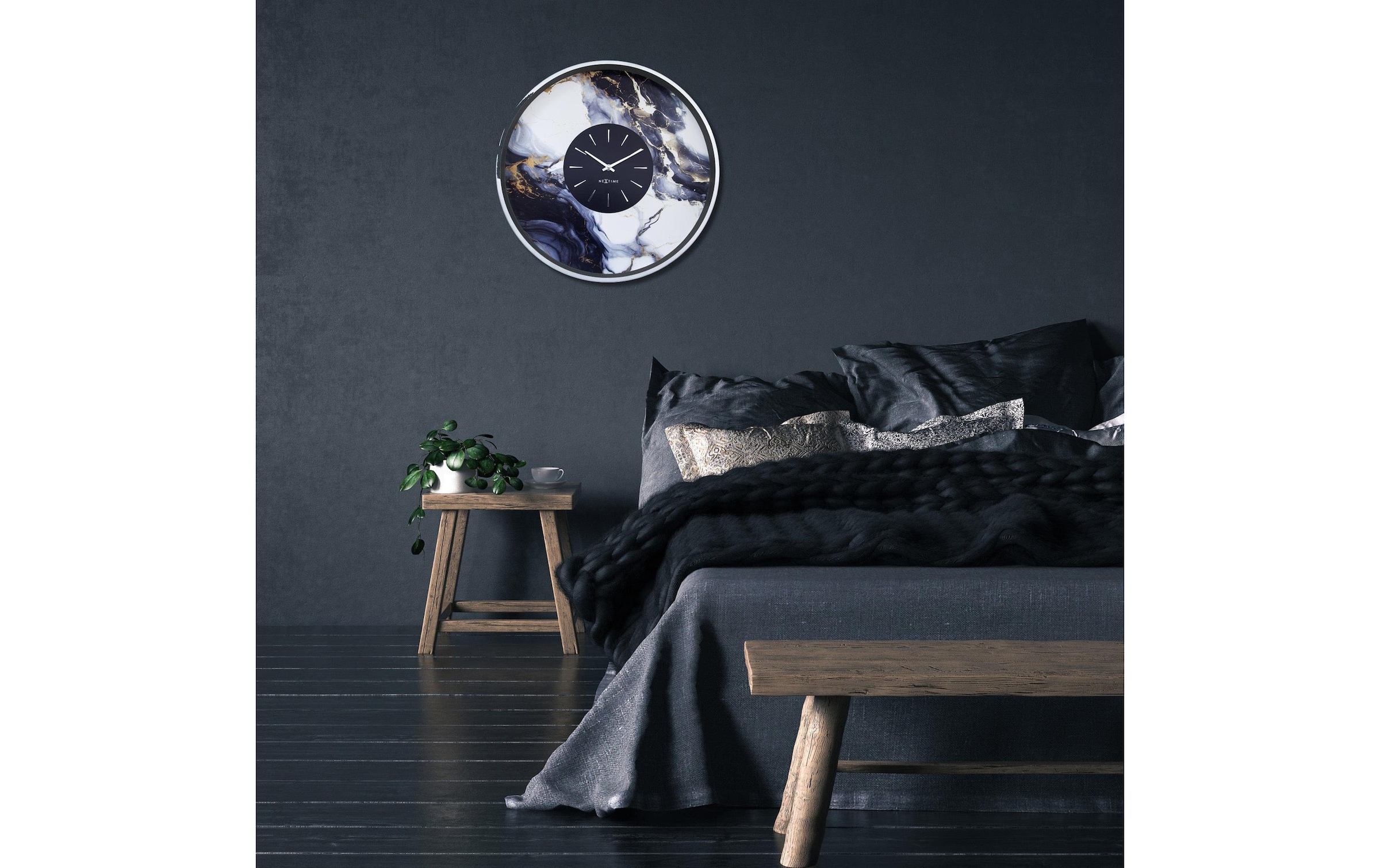 NEXTIME Wanduhr »Marble Duo«