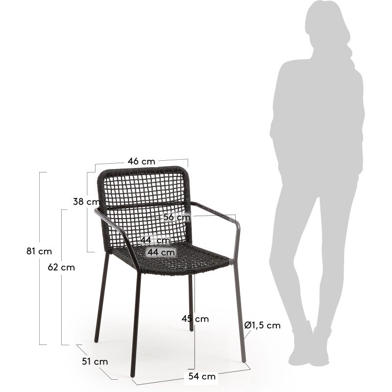 Chaise Ellen - corde - pieds acier galvanisé