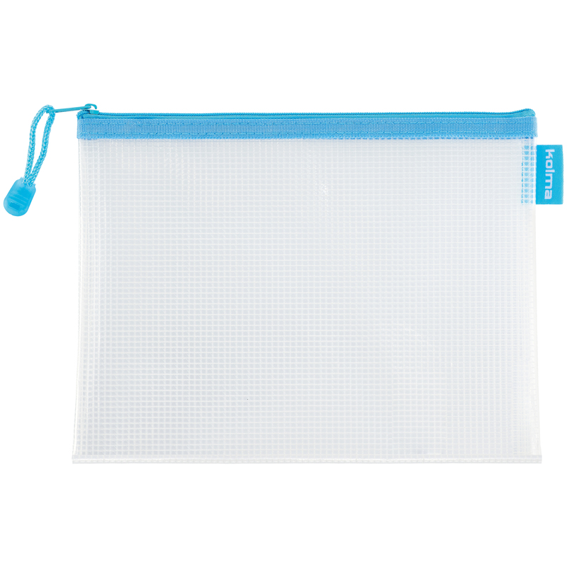 Kolma Reissverschlusstasche Mesh Bag, A5, 300 µm, blau/transparent