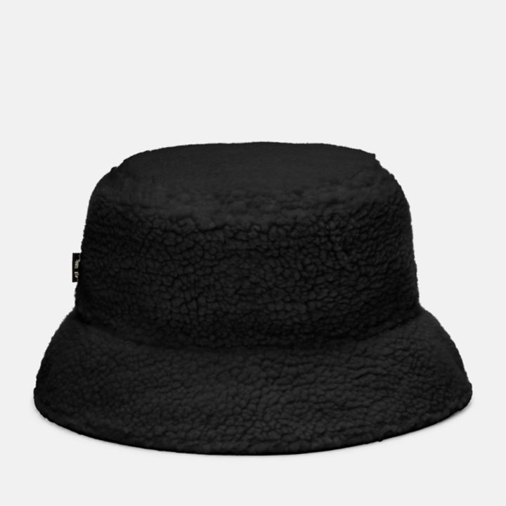 Chapéu Bucket Reversível com Forro de Lã Macia na Cor Preta
