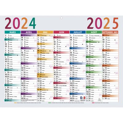 Calendrier Multicolore 29,5 x 22 cm - Septembre à Septembre - Exacompta