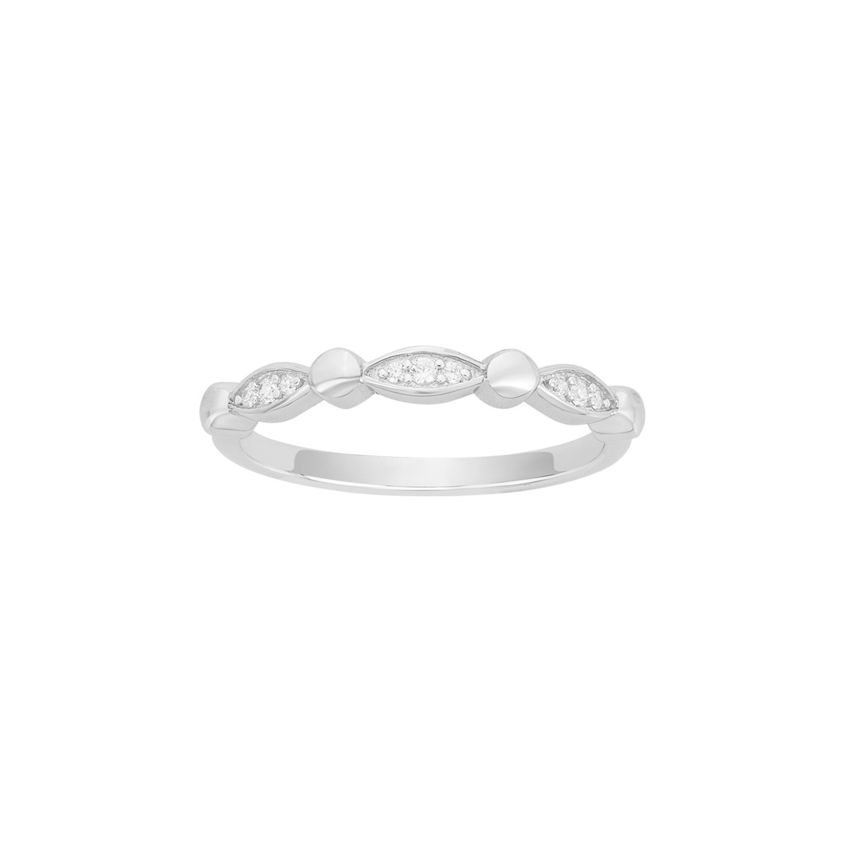Alliance en Argent avec oxyde de zirconium blanc