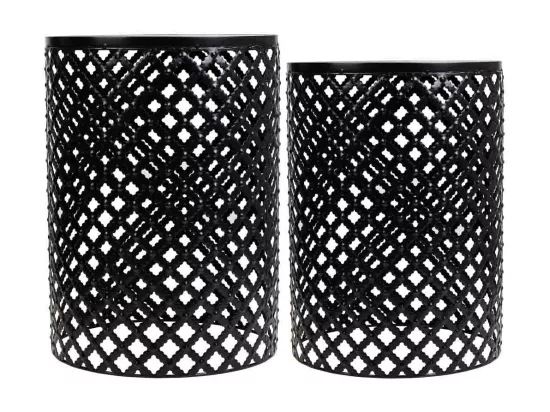 Ensemble de 2 supports en mosaïque et métal noirs