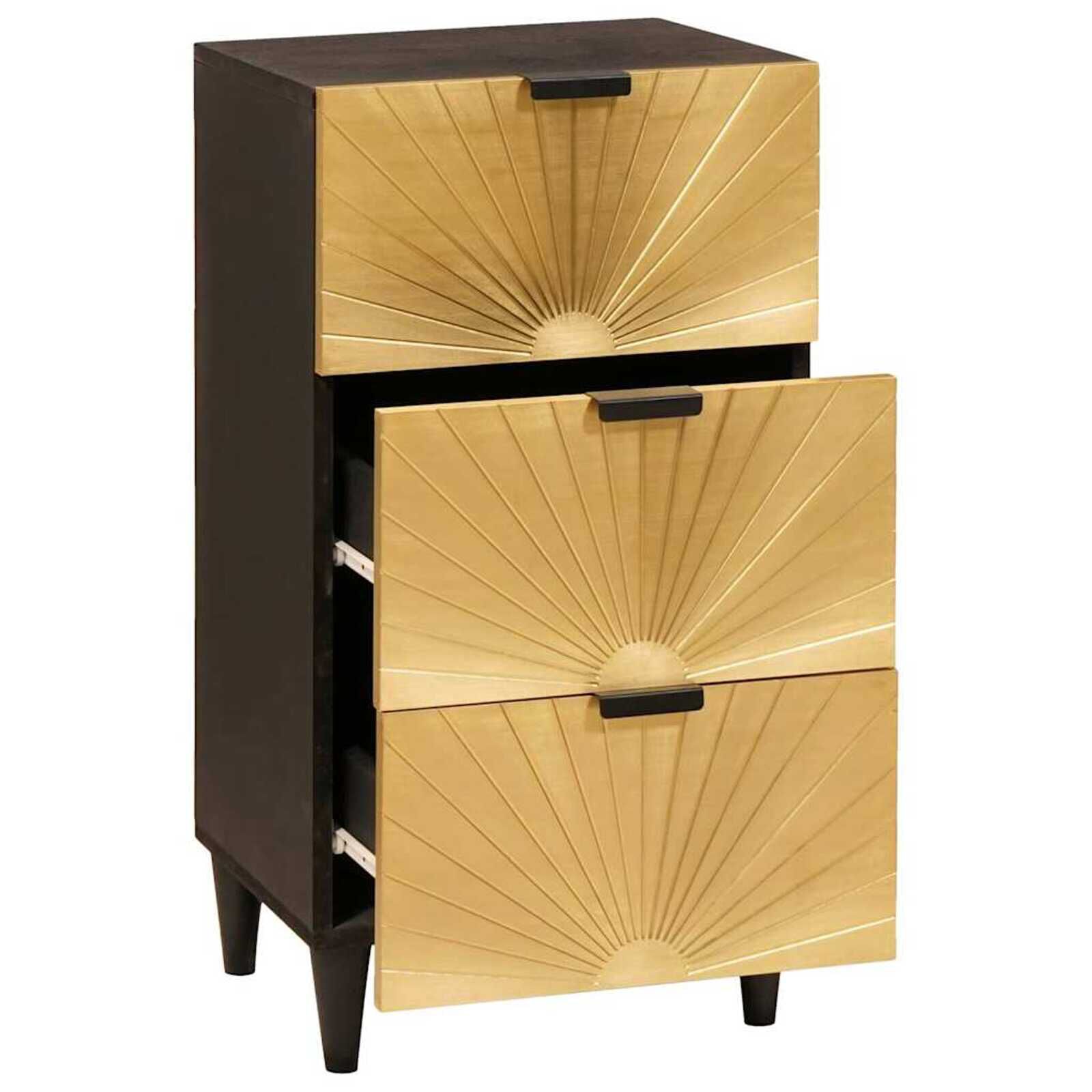 vidaXL Dressoir zwart en goud 40 x 33 x 75 cm massief mangohout