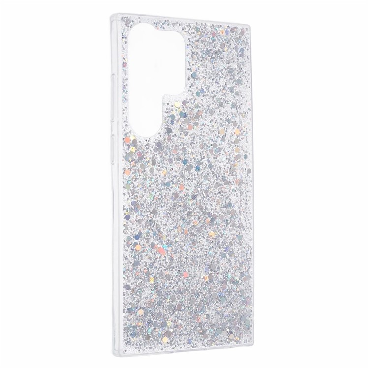 Samsung Galaxy S23 Ultra 5G Gummi Case Schutzhülle im Glitzer Design - Silber / Transparent