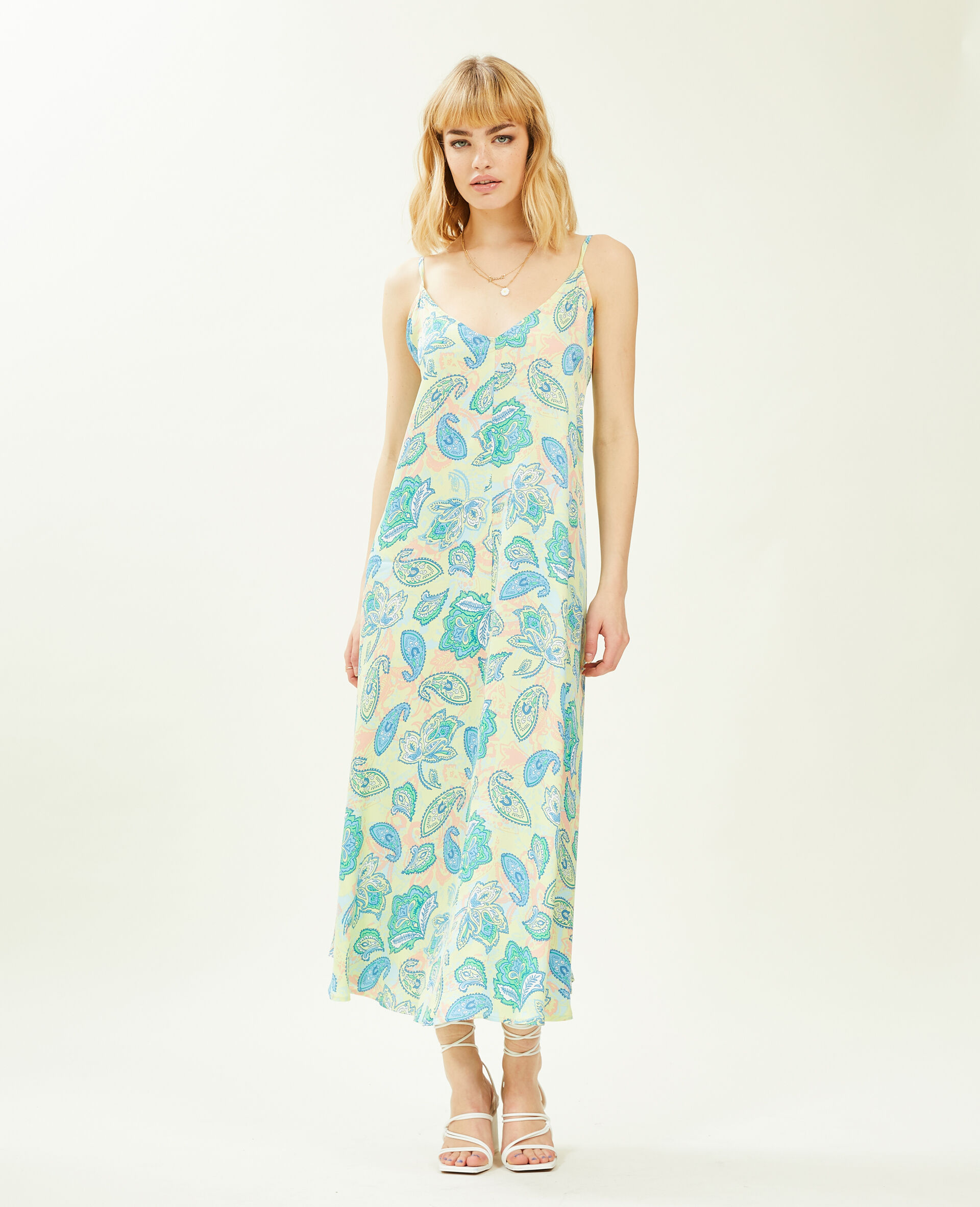 Robe dos-nu avec liens à nouer - Bleu