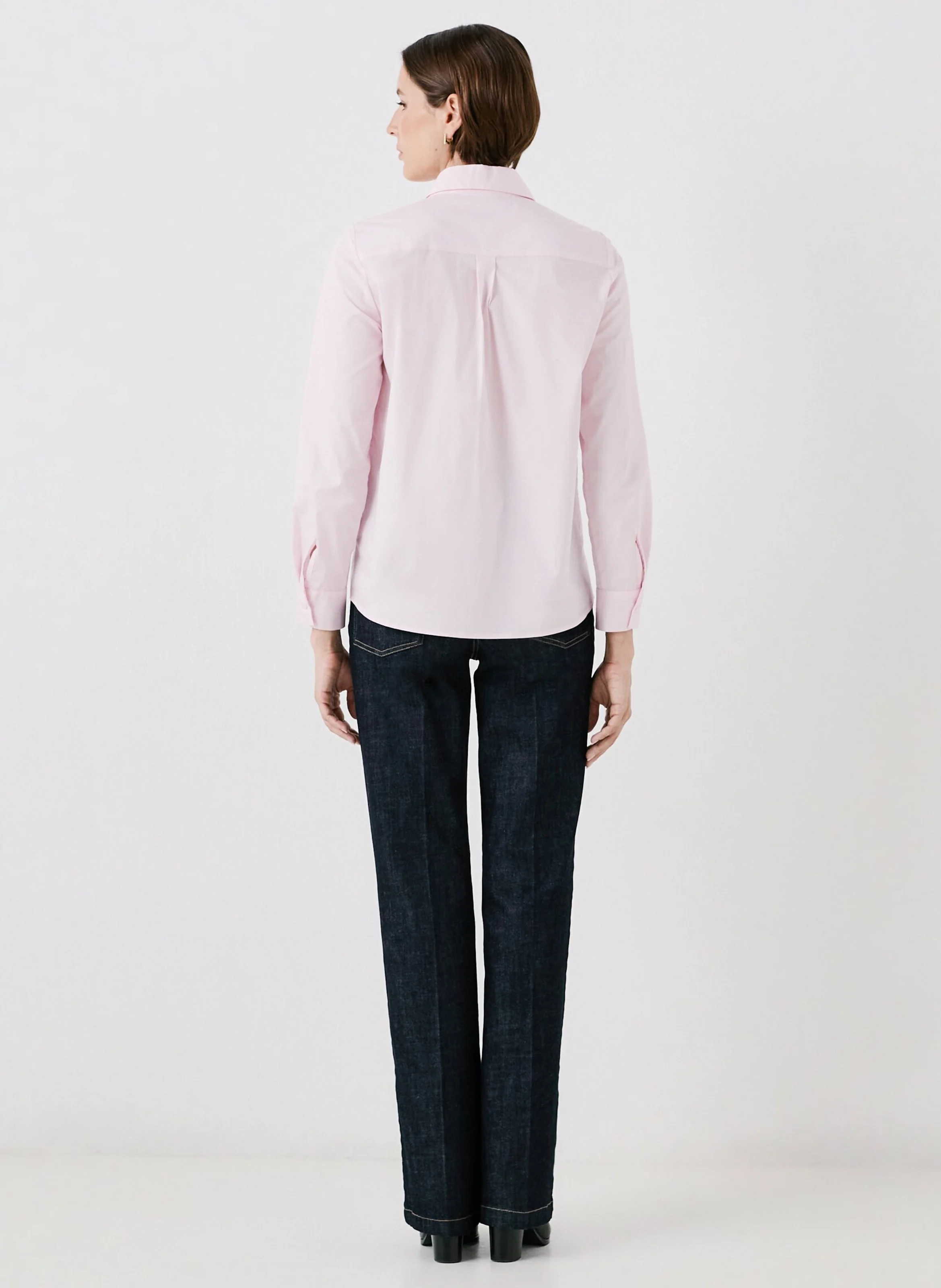 BRENDA2 - Chemise ajustée col classique en coton | Rose