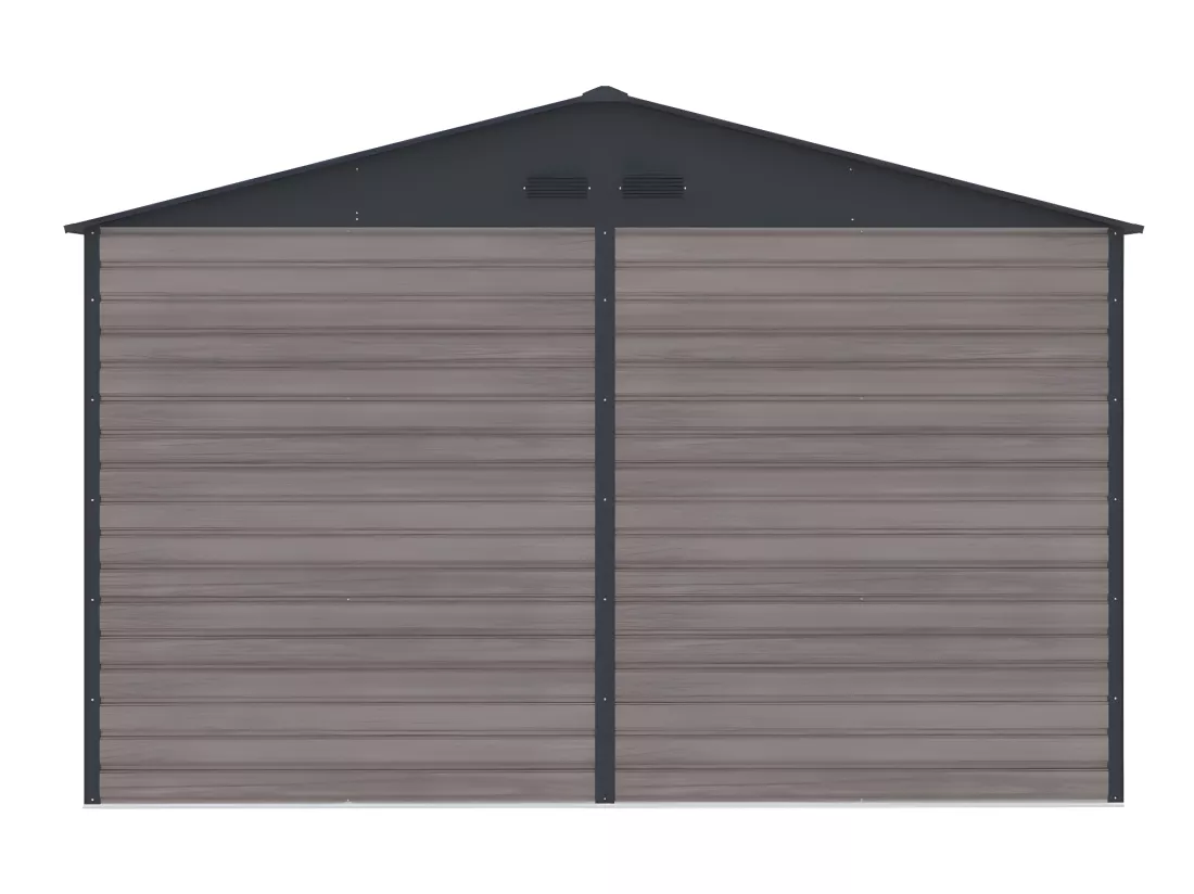 Abri de jardin métal en acier galvanisé effet bois gris 10,98 m² - ADELMO