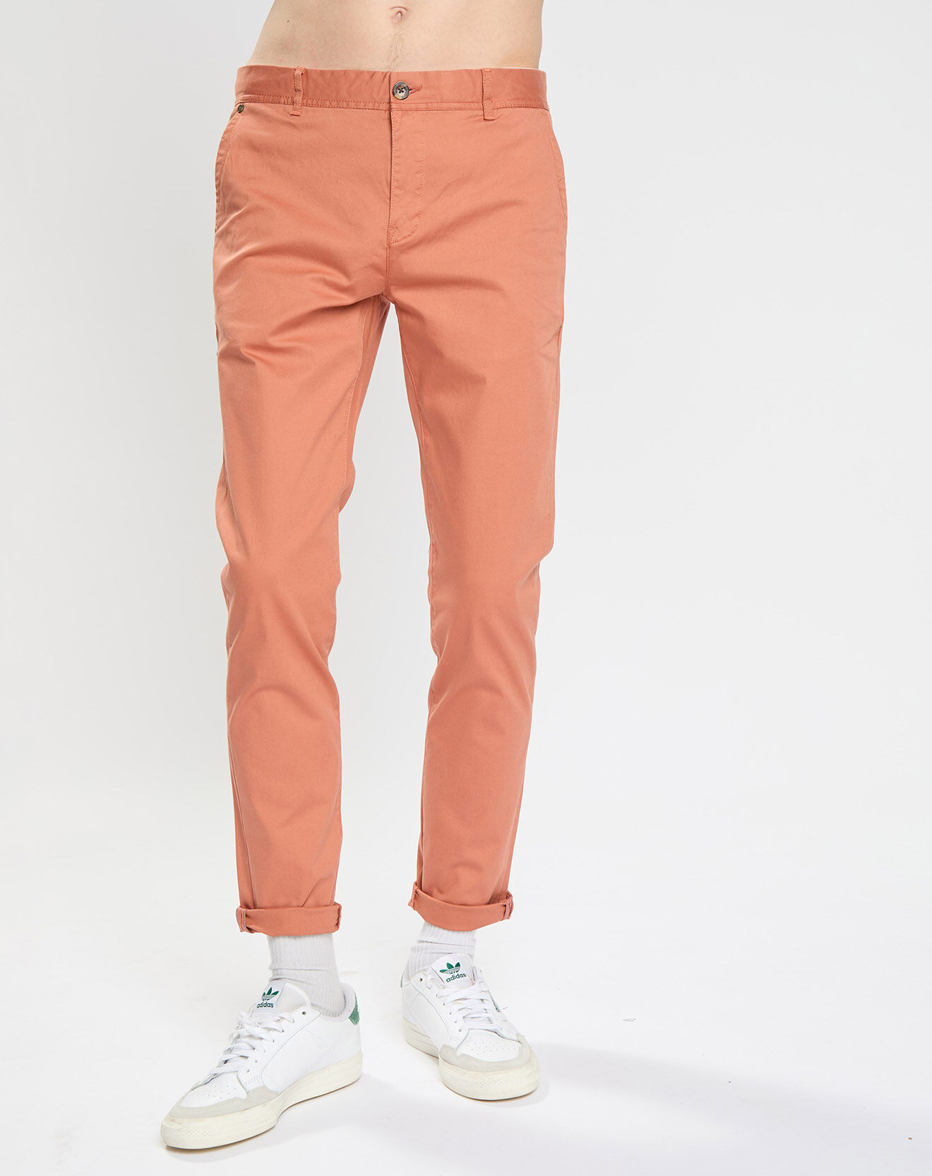 Scotch & Soda Pantalon Chino Super Slim Fit en Coton Bio mélangé Stretch brique