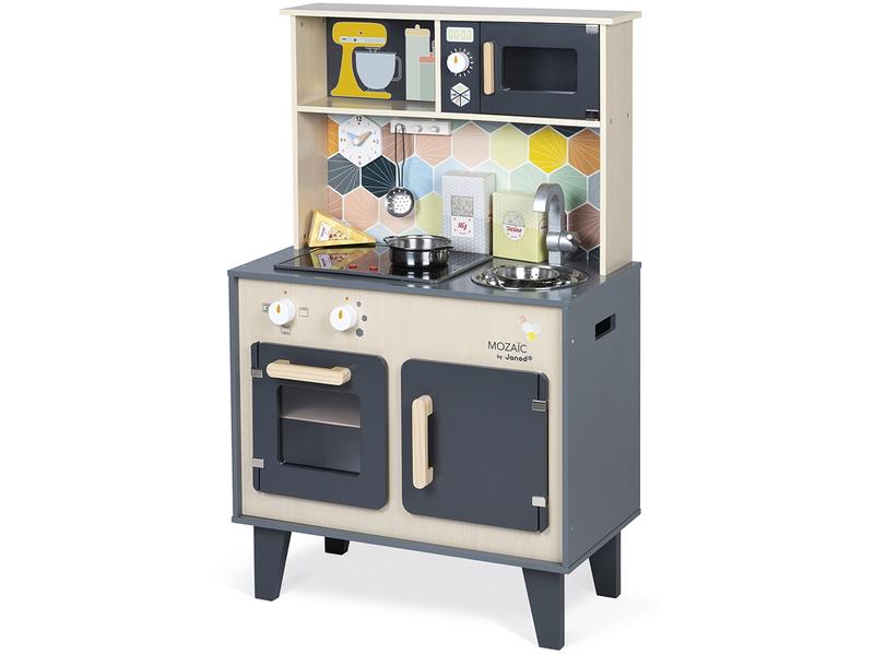 Janod Spielküche Mozaïc Big Cooker Holz Supergrosse Küche mit Zubehör