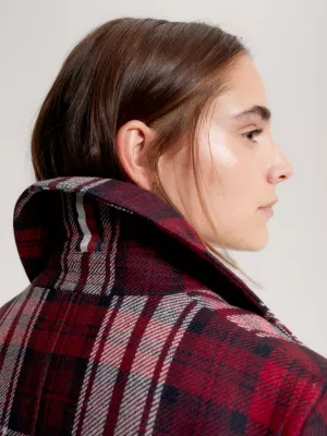 Casaco de marinheiro xadrez tartan de abotoamento duplo