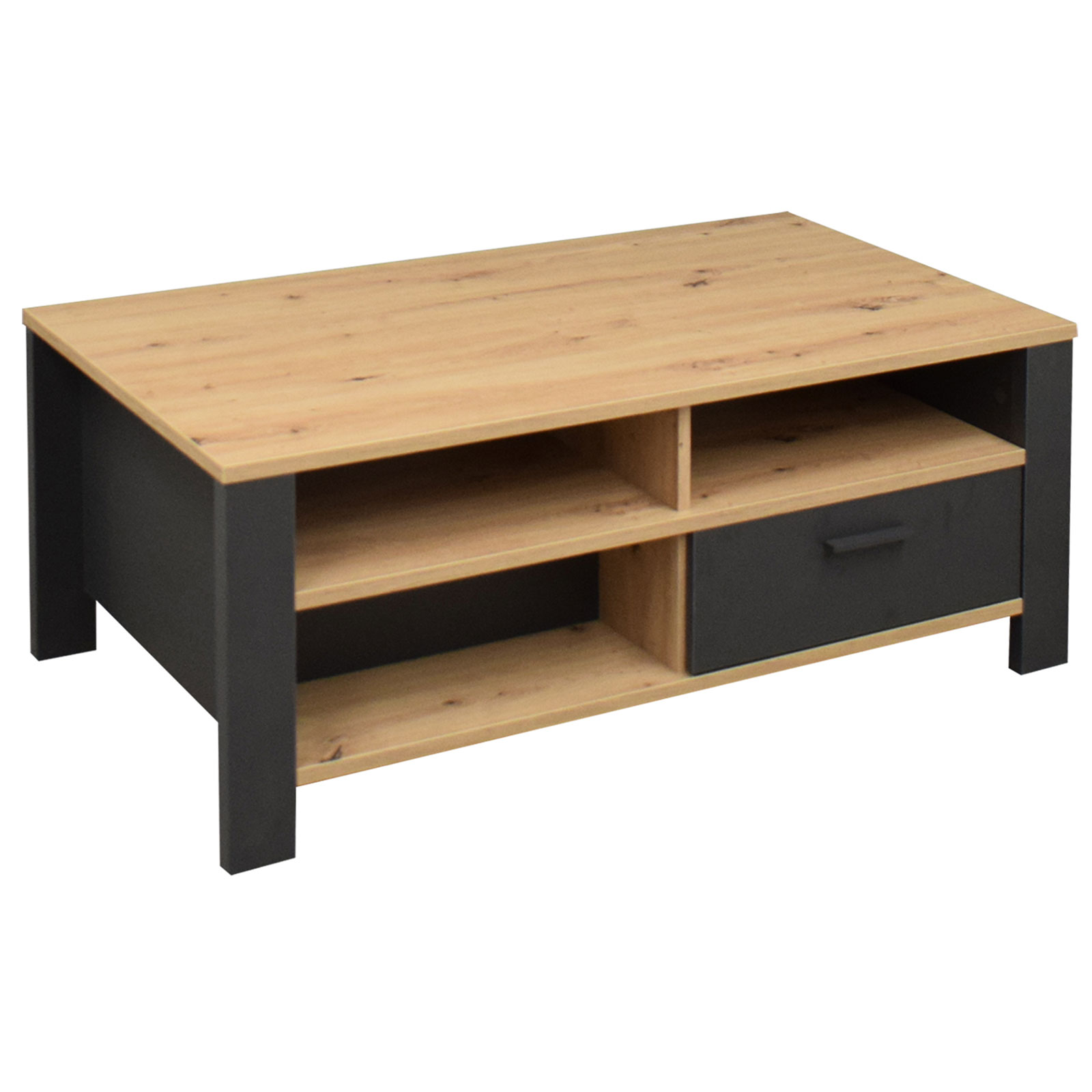 Couchtisch - anthrazit matt lack - Asteiche - 111 cm