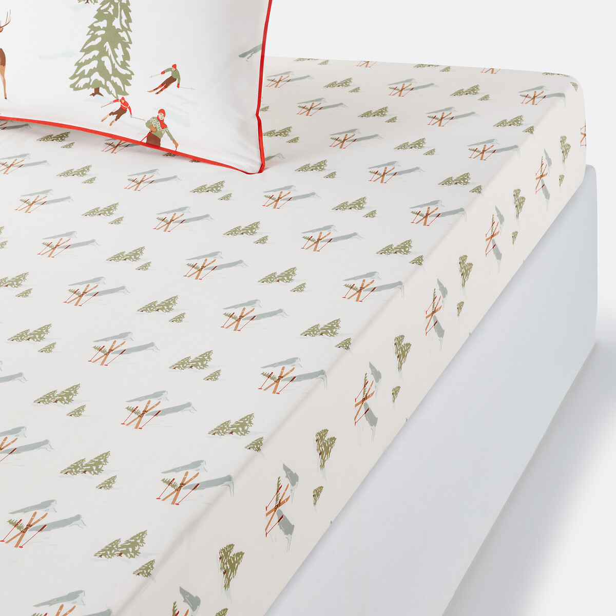 LA REDOUTE INTERIEURS<br>Lençol justo de algodão percal, bainha 30 cm, St Moritz