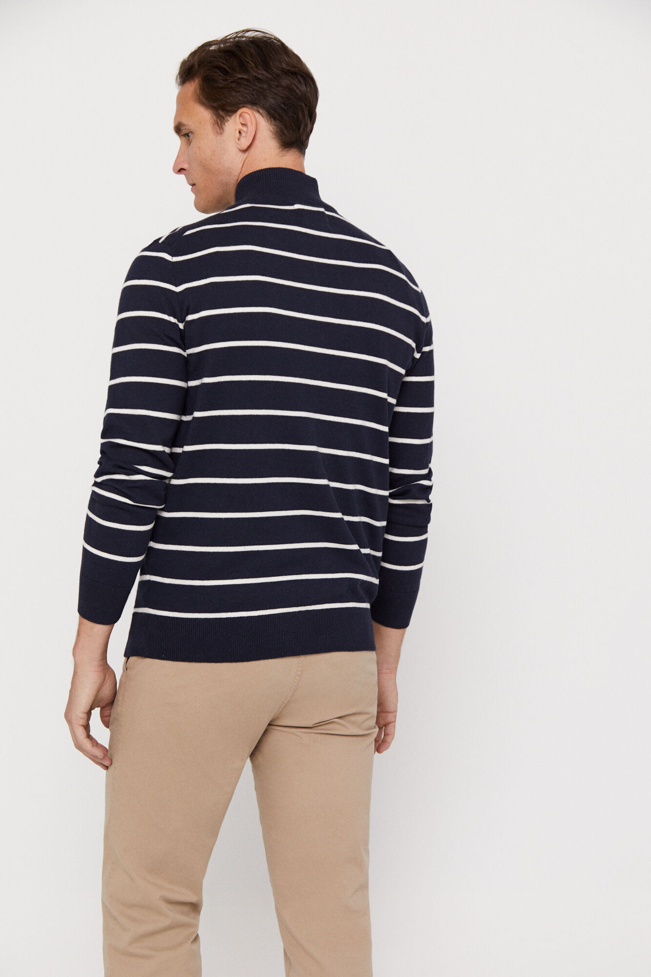Camisa Rayas cuello com cremallera - Azul marinho