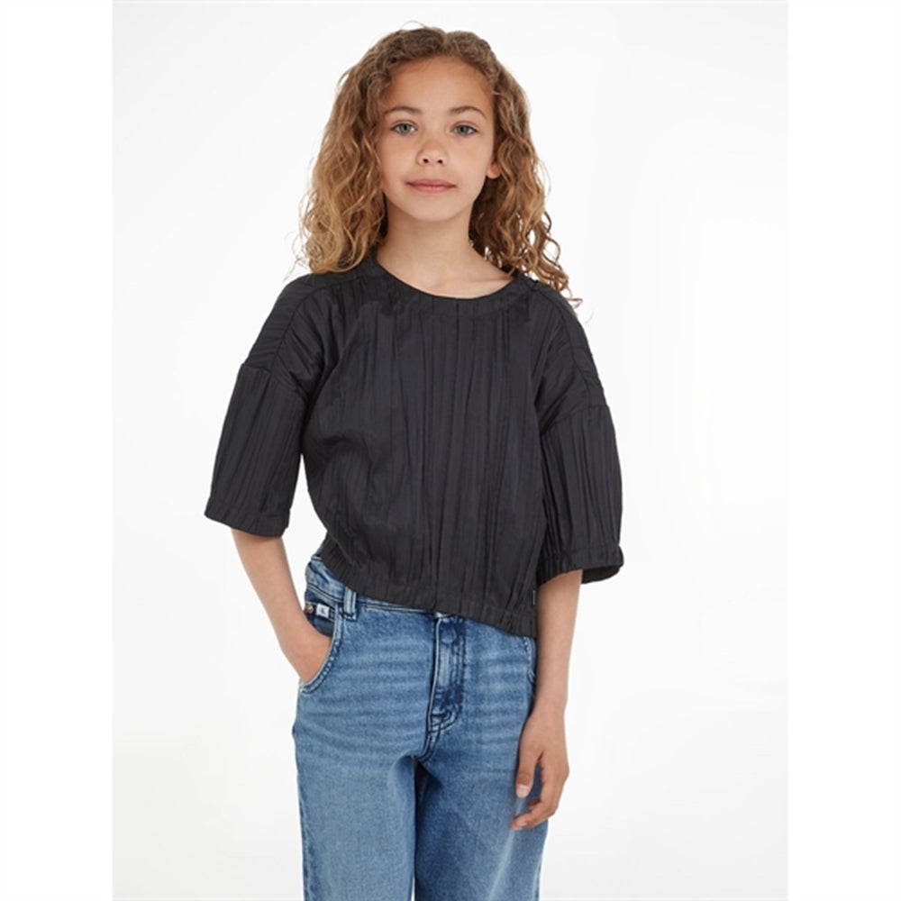Festive Plisse T-Shirt Ck Black