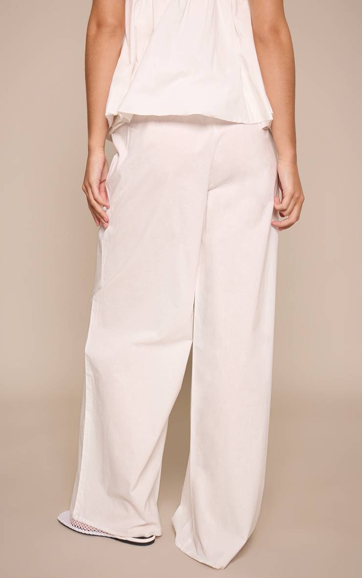 Blanc Ensemble Coordonné Pantalon Large En Popeline De Coton