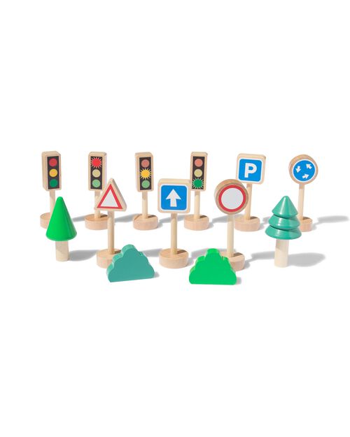 Lot de panneaux de signalisation et d'arbres (13 pièces)