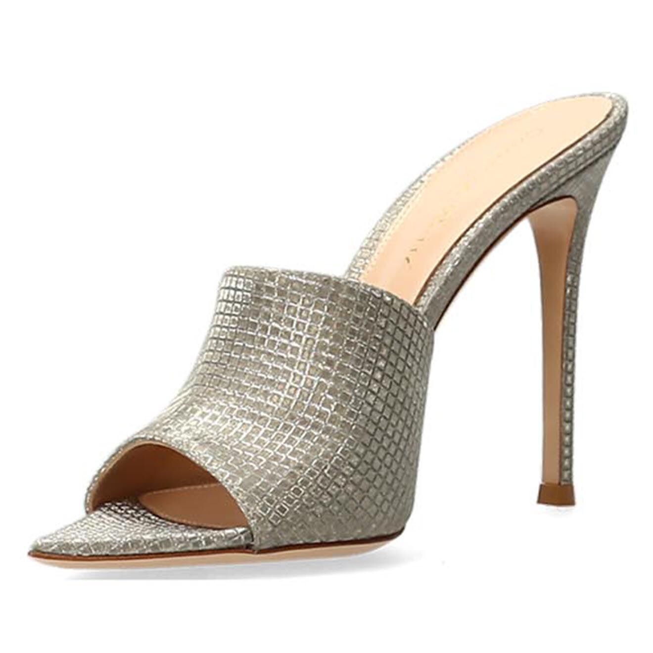 Gianvito Rossi Mules en Cuir argentées - Talon 8 cm