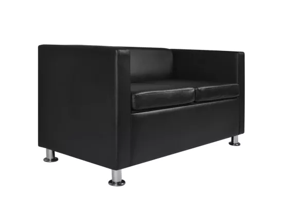 Jeu de canapé à 2 places et à 3 places Cuir synthétique Noir