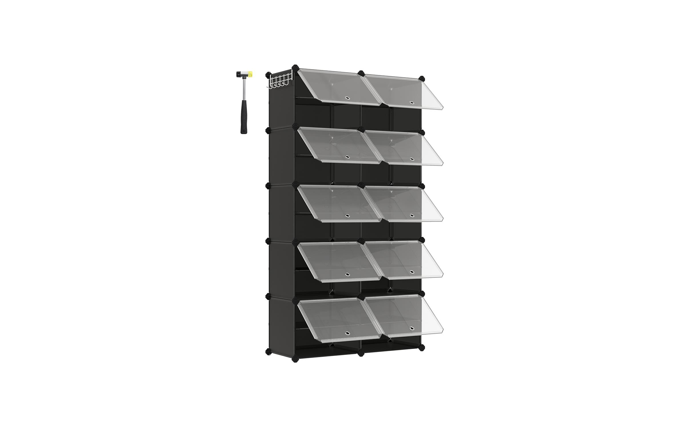 Schuhregal 82 x 152 cm, Schwarz, 10er SetSchuhorganizer mit 10 Fächern